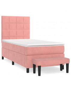 Giroletto a Molle con Materasso Rosa 90x200 cm in Velluto 2