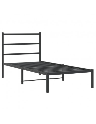 Giroletto con Testiera in Metallo Nero 90x190 cm