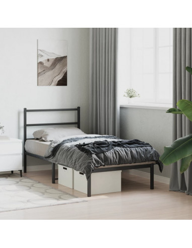 Giroletto con Testiera in Metallo Nero 90x190 cm