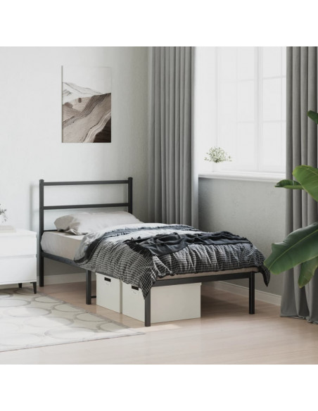 Giroletto con Testiera in Metallo Nero 90x190 cm
