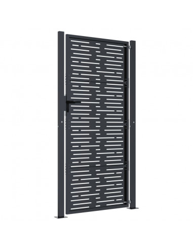 Cancello Giardino Antracite 105x205 cm Acciaio Design Quadrato
