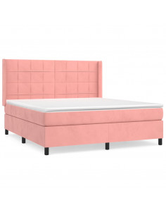 Giroletto a Molle con Materasso Rosa 180x200 cm in Velluto 2