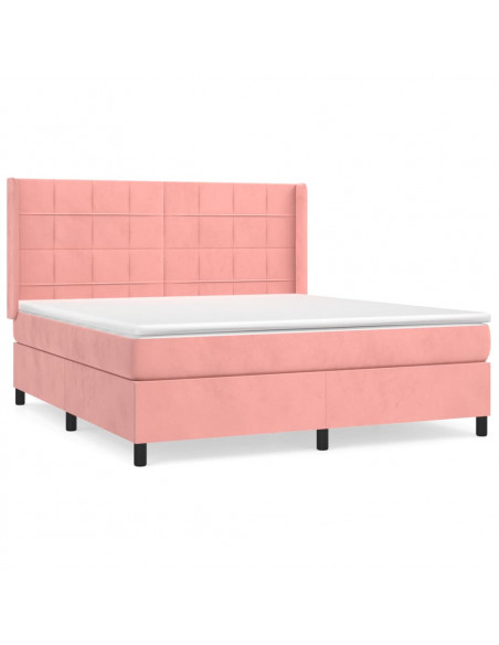 Giroletto a Molle con Materasso Rosa 180x200 cm in Velluto