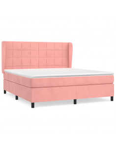 Giroletto a Molle con Materasso Rosa 180x200 cm in Velluto 2