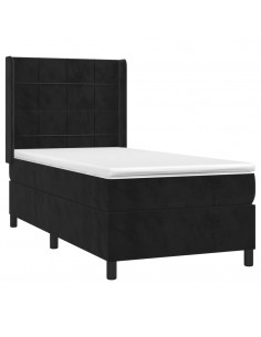 Giroletto a Molle con Materasso Nero 90x200 cm in Velluto 2