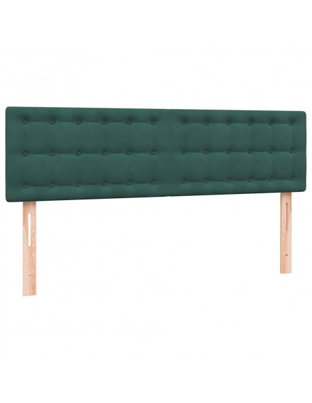 Letto a Molle con Materasso e LED Verde Scuro 160x210 cm Velluto