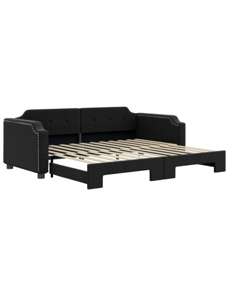 Divano Letto con Letto Estraibile Nero 90x190 cm in Tessuto