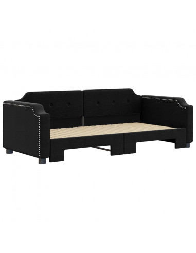 Divano Letto con Letto Estraibile Nero 90x190 cm in Tessuto