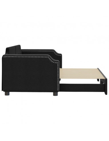 Divano Letto con Letto Estraibile Nero 90x190 cm in Tessuto