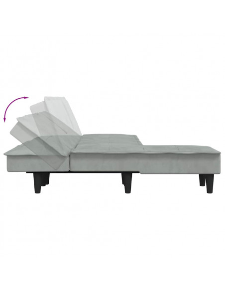 Divano Letto a L Grigio Chiaro 255x140x70 cm in Velluto