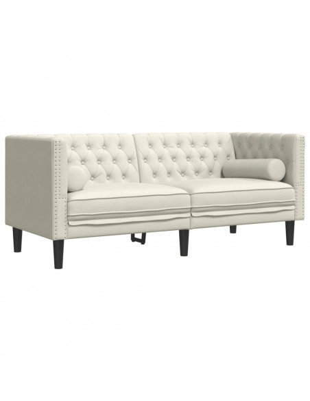 Set Divani Chesterfield 2pz con Cuscini Crema Velluto