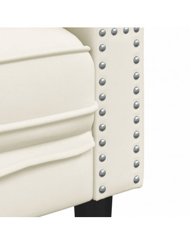 Set Divani Chesterfield 2pz con Cuscini Crema Velluto