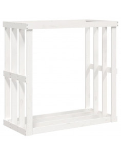 Portaceppi da Esterno Bianco 108x52x106 cm Legno Massello Pino