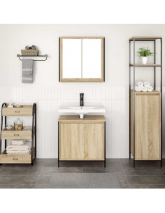 Set Mobili da Bagno 2 pz Rovere Sonoma in Legno Multistrato 2