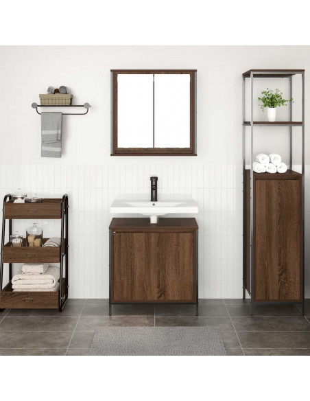 Set Mobili da Bagno 2 pz Rovere Marrone in Legno Multistrato