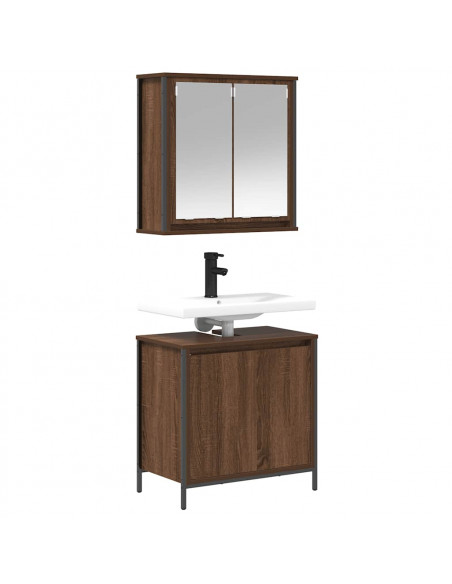 Set Mobili da Bagno 2 pz Rovere Marrone in Legno Multistrato