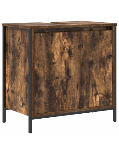 Set Mobili da Bagno 2 pz Rovere Fumo in Legno Multistrato