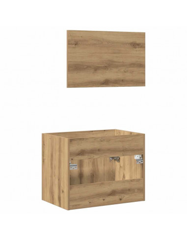Set Mobili da Bagno 2 pz Rovere Artigianale Legno Multistrato