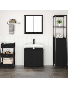 Set Mobili da Bagno 2 pz Rovere Nero in Legno Multistrato 2