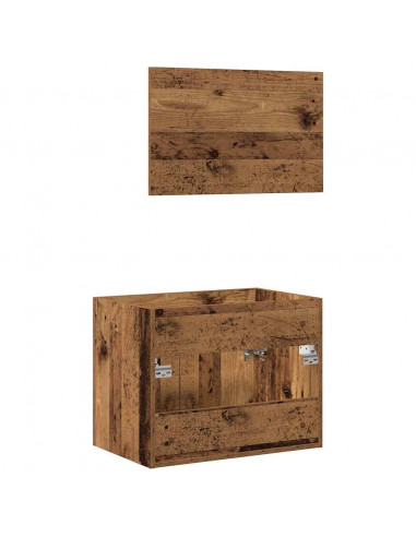 Set Mobili da Bagno 2 pz Legno Antico in Legno Multistrato
