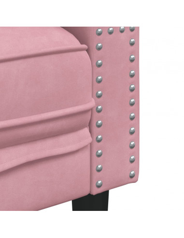 Set Divani Chesterfield 2pz con Cuscini Rosa Velluto