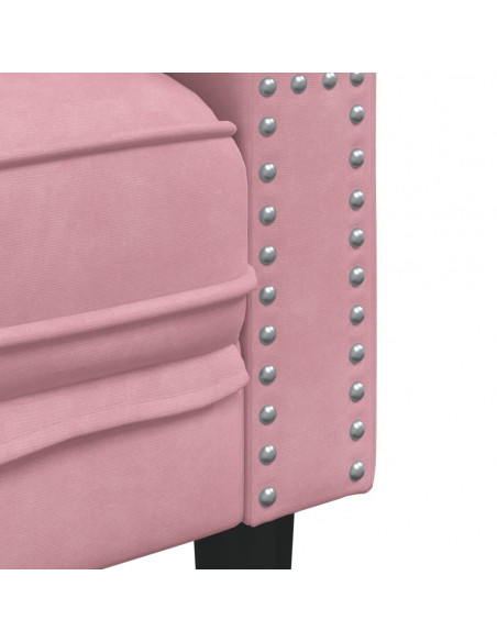 Set Divani Chesterfield 2pz con Cuscini Rosa Velluto