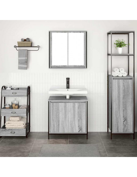 Set Mobili da Bagno 2 pz Grigio Sonoma in Legno Multistrato