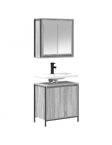 Set Mobili da Bagno 2 pz Grigio Sonoma in Legno Multistrato