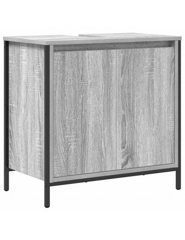 Set Mobili da Bagno 2 pz Grigio Sonoma in Legno Multistrato