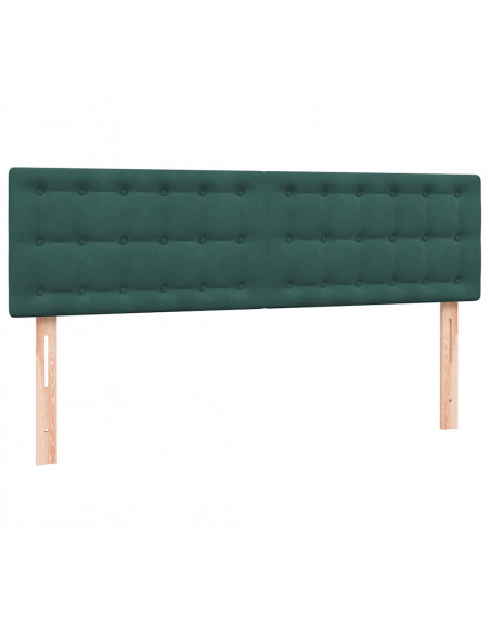 Letto a Molle con Materasso e LED Verde Scuro 160x220 cm Velluto