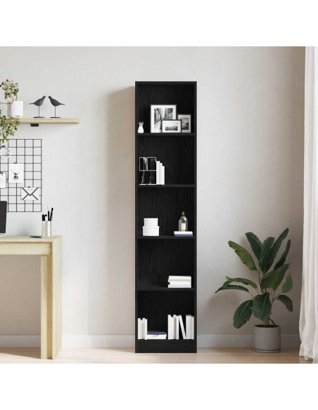 Libreria Rovere Nero 40x24x176 cm in Legno Multistrato