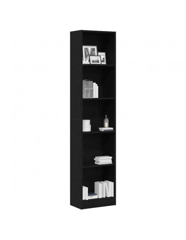 Libreria Rovere Nero 40x24x176 cm in Legno Multistrato