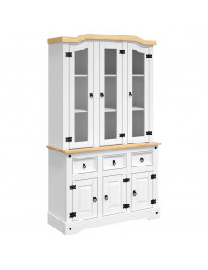 Credenza Corona Bianca 112x43x196 cm in Legno di Pino Messicano