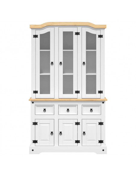 Credenza Corona Bianca 112x43x196 cm in Legno di Pino Messicano