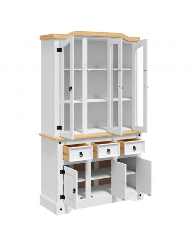 Credenza Corona Bianca 112x43x196 cm in Legno di Pino Messicano