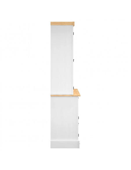 Credenza Corona Bianca 112x43x196 cm in Legno di Pino Messicano
