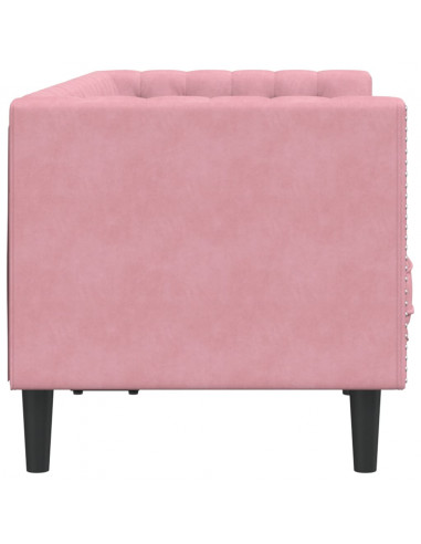 Divano Chesterfield con Rinforzi 2 Posti Rosa in Velluto