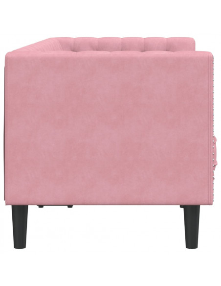 Divano Chesterfield con Rinforzi 2 Posti Rosa in Velluto