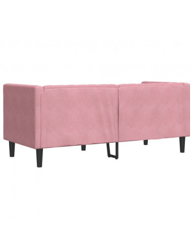 Divano Chesterfield con Rinforzi 2 Posti Rosa in Velluto