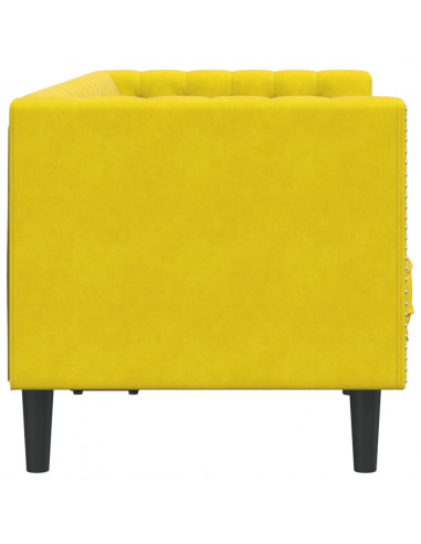 Divano Chesterfield con Rinforzi 2 Posti Giallo in Velluto