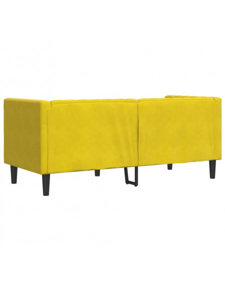 Divano Chesterfield con Rinforzi 2 Posti Giallo in Velluto