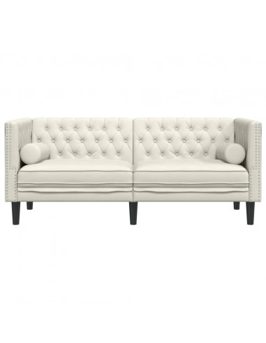 Divano Chesterfield con Rinforzi 2 Posti Crema in Velluto