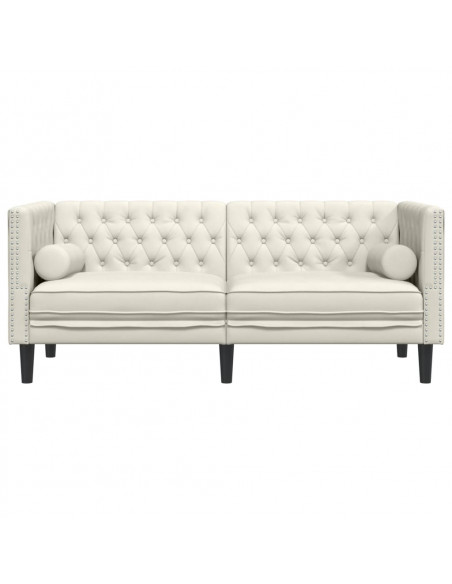 Divano Chesterfield con Rinforzi 2 Posti Crema in Velluto
