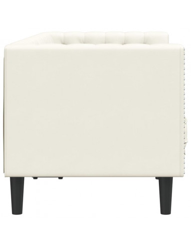 Divano Chesterfield con Rinforzi 2 Posti Crema in Velluto