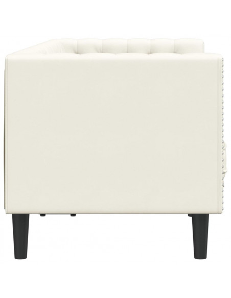 Divano Chesterfield con Rinforzi 2 Posti Crema in Velluto