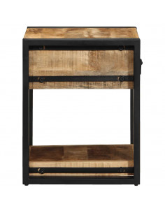 Comodini 2 pz 40x40x50 cm in Legno Massello di Mango Grezzo