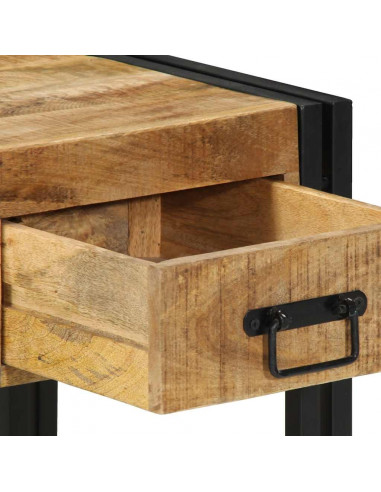 Comodini 2 pz 40x40x50 cm in Legno Massello di Mango Grezzo