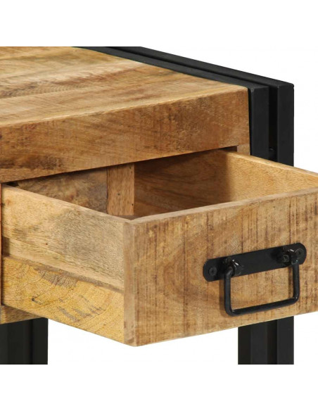 Comodini 2 pz 40x40x50 cm in Legno Massello di Mango Grezzo