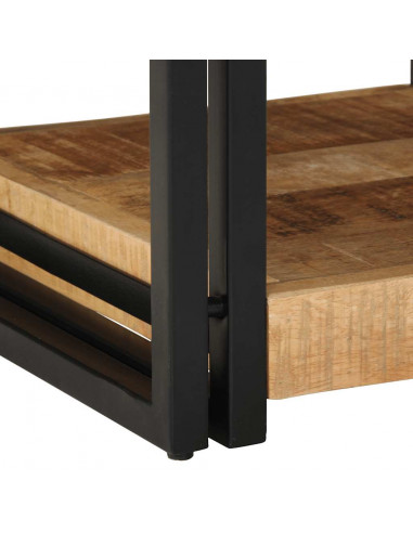 Comodini 2 pz 40x40x50 cm in Legno Massello di Mango Grezzo