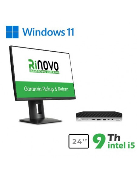 BUNDLE ULTRA MINI PC HP RINOVO REFURBISHED DM 600-800 G5 RNBUNDLE38 i5-9x00 16GB SSD NEW 480GB W11P + MONITOR HP Z24N 24"